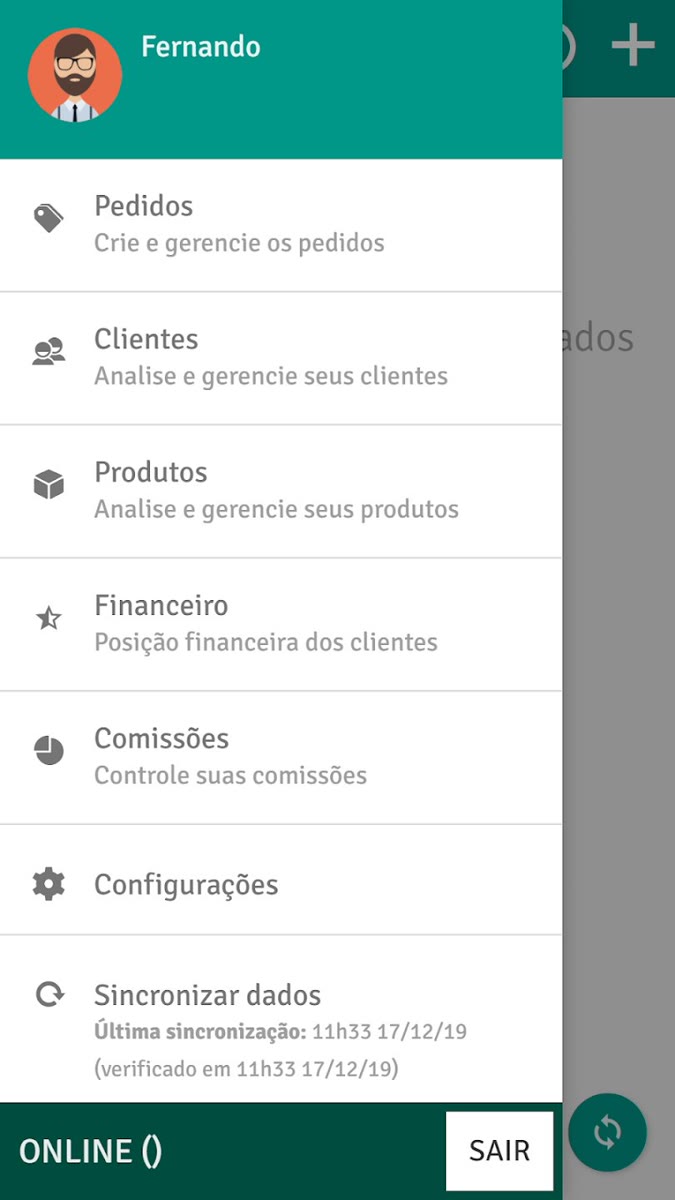 Mockup do app TKSales (força de vendas)
